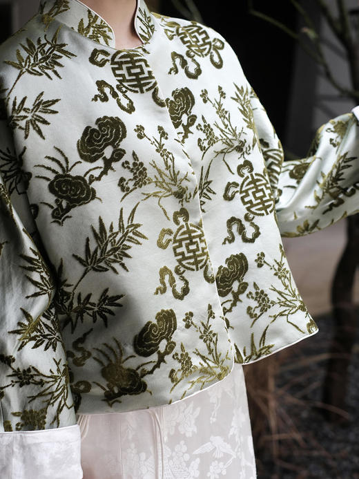 盛唐牡丹 |真丝漳绒兰芝常生双面穿对襟外套 商品图4