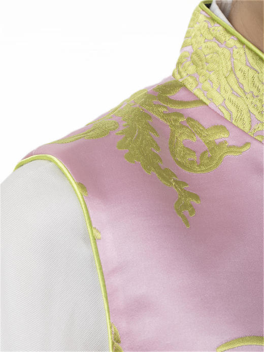 盛唐牡丹| 繁花似锦真丝锦缎+香云纱两面穿手推绣马甲 商品图10