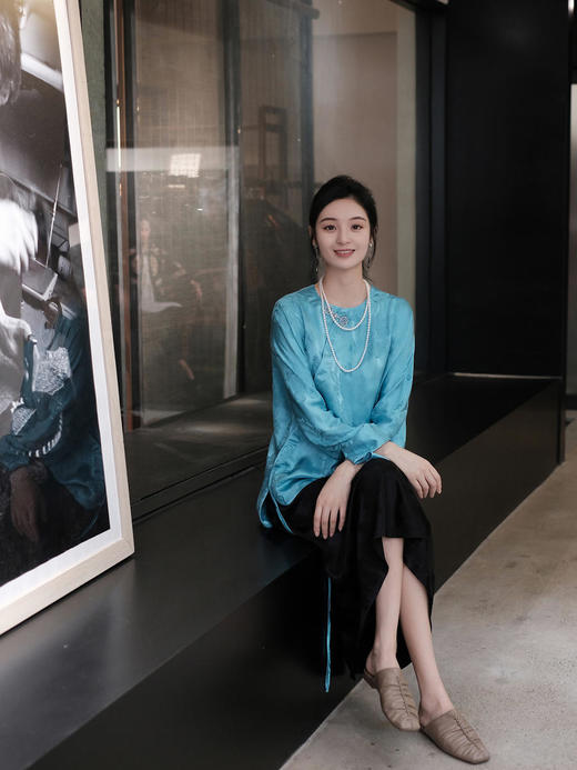 瑕疵|盛唐牡丹 |海青蓝石榴花纹样偏襟上衣[特价品](特殊商品不退不换) 商品图9