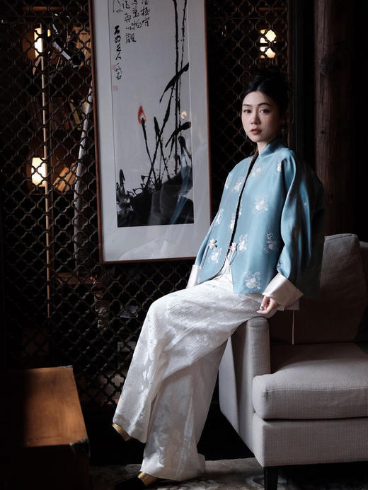 瑕疵|  盛唐牡丹 |花锦缎葫芦纹新中式外套(不夹棉)[特价品](特殊商品不退不换) 商品图6