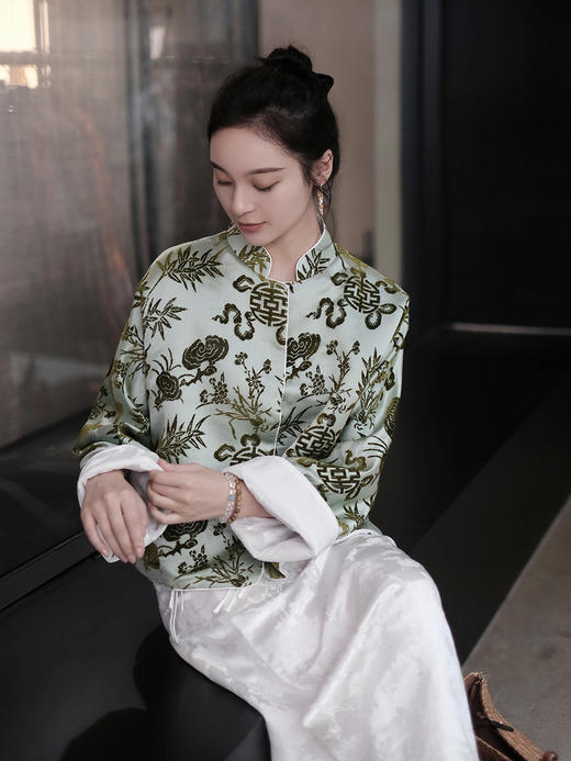 盛唐牡丹 |真丝漳绒兰芝常生双面穿对襟外套 商品图5