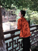 盛唐牡丹 |限量款| 真丝漳绒对襟外套柿子红 商品缩略图2