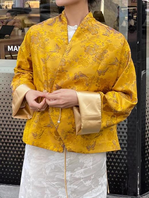 盛唐牡丹 | 花香引蝶真丝宋锦新中式外套 (夹棉) 商品图8