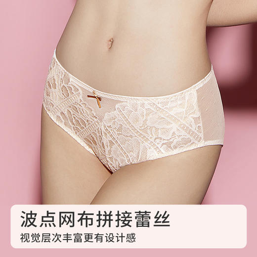 [贝壳杯内裤]性感拼接网纱易干亲肤透气纯棉里裆女士内裤 商品图1