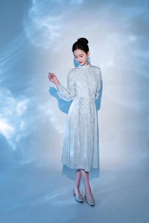 荷言GL 捣练子 水蓝色旗袍连衣裙 商品图1
