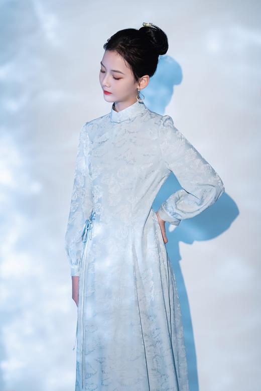 荷言GL 捣练子 水蓝色旗袍连衣裙 商品图2
