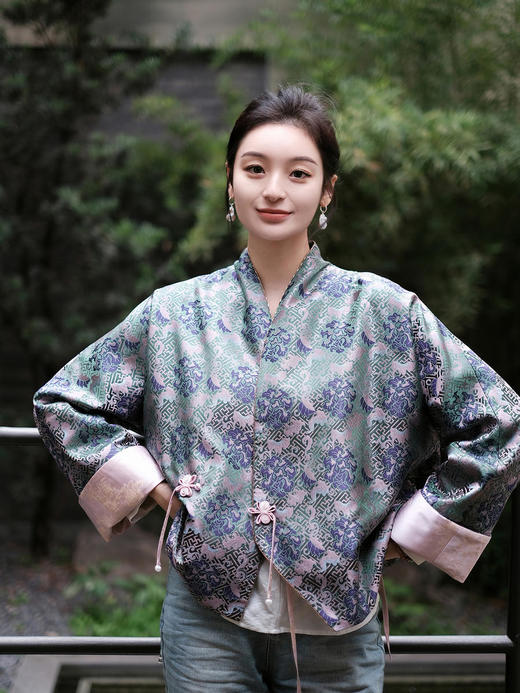 瑕疵| 盛唐牡丹 |万寿无疆牡丹纹重缎宋锦新中式外套(不夹棉) [特价品](特殊商品不退不换) 商品图9