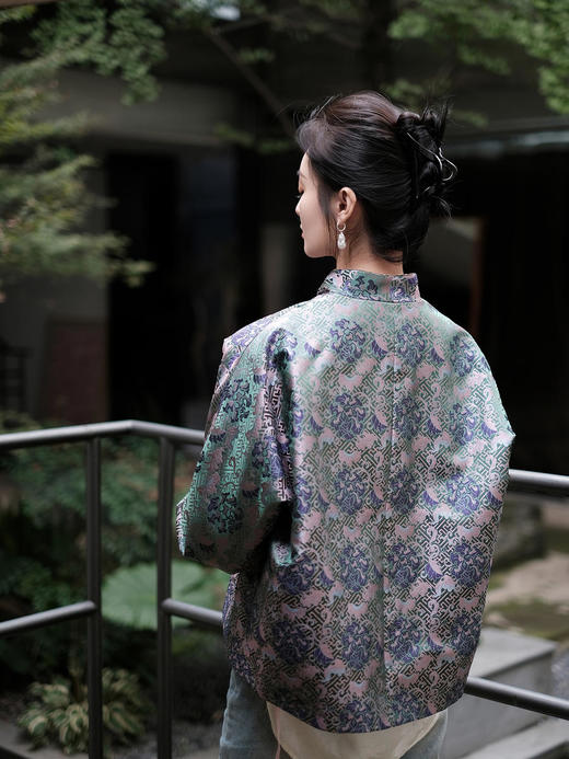 瑕疵| 盛唐牡丹 |万寿无疆牡丹纹重缎宋锦新中式外套(不夹棉) [特价品](特殊商品不退不换) 商品图5