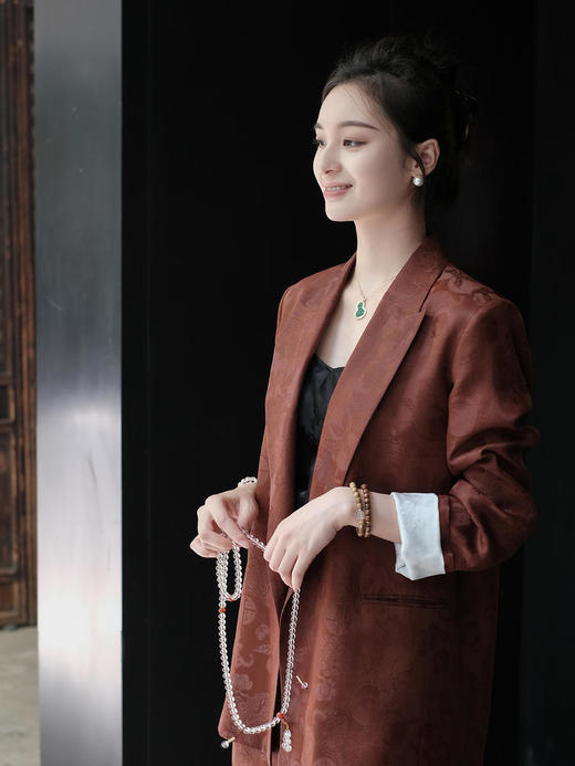 盛唐牡丹|一抹红云,人间纱红云纱西服 商品图3