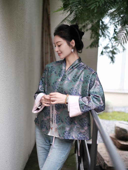 瑕疵| 盛唐牡丹 |万寿无疆牡丹纹重缎宋锦新中式外套(不夹棉) [特价品](特殊商品不退不换) 商品图0