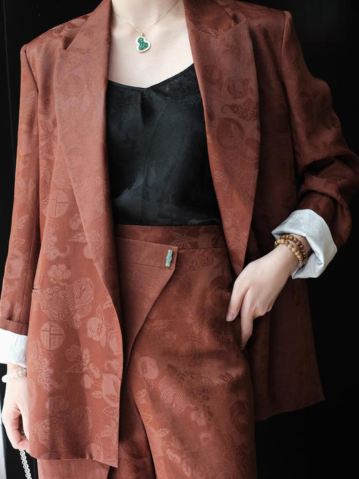 盛唐牡丹|一抹红云,人间纱红云纱西服 商品图2