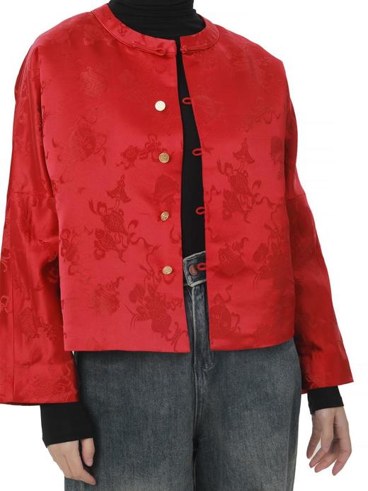 盛唐牡丹 |真丝花蕾缎女外套-钉珠款(钉珠花纹随机） 商品图7