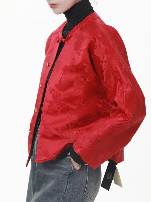 盛唐牡丹 |真丝花蕾缎女外套-钉珠款(钉珠花纹随机） 商品图3