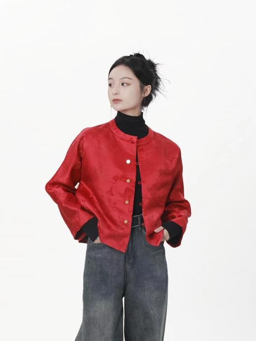 盛唐牡丹 |真丝花蕾缎女外套-钉珠款(钉珠花纹随机） 商品图2