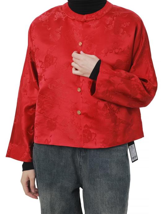 盛唐牡丹 |真丝花蕾缎女外套-钉珠款(钉珠花纹随机） 商品图6