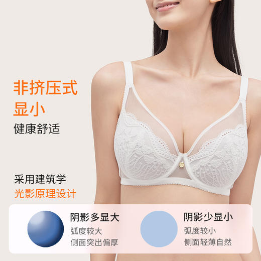 [微甜2.0超薄]大胸显小全罩杯超薄款蕾丝防凸点文胸 商品图1