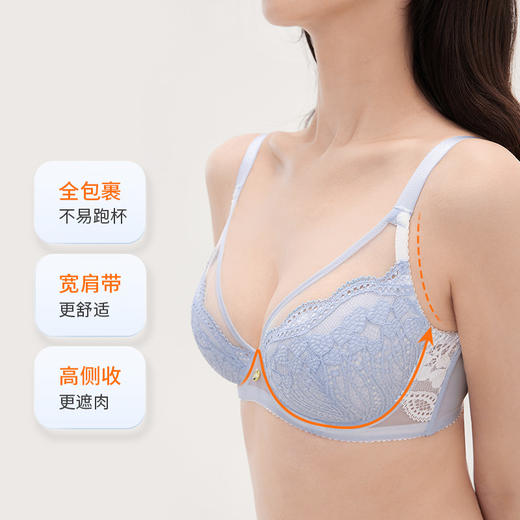 [微甜2.0超薄]大胸显小全罩杯超薄款蕾丝防凸点文胸 商品图3