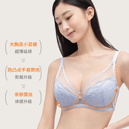 [微甜2.0超薄]大胸显小全罩杯超薄款蕾丝防凸点文胸 商品图4