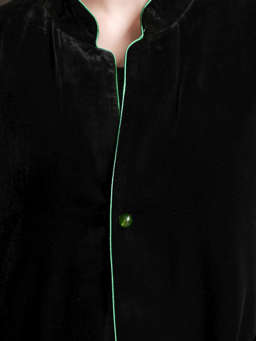 盛唐牡丹 |限量款真丝丝绒拼接漳绒一粒扣外套 (漳绒袖口各色) 商品图5