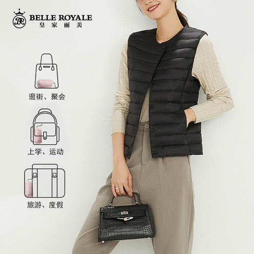 优衣库同款秋冬轻薄羽绒马甲女V领马夹内穿圆领内胆SZ2748 商品图1