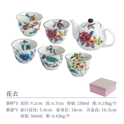 日本进口美浓和蓝花语茶壶茶杯一壶五杯礼盒 商品图3