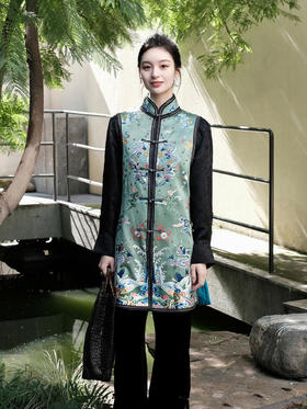 盛唐牡丹|高货-重缎真丝满绣铆钉蟒袍马甲