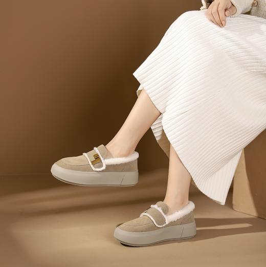 西村名物2023秋冬季新款加绒乐福鞋豆豆鞋外穿雪地鞋T23DM46211 商品图4