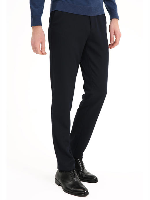 callisto深蓝色精选羊绒及莫代尔混纺休闲裤 FSCPW026C 商品图1