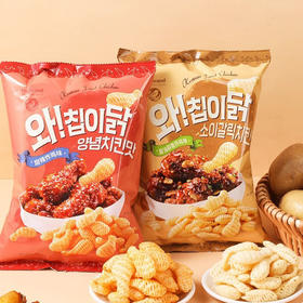 韩国进口NoBrand诺倍得酱油蒜香炸鸡味/甜辣炸鸡味鸡腿型小食60g 香香脆脆好吃不腻 152473/152472