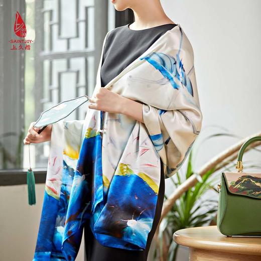 SAINTJOY/上久楷真丝披肩女式真丝披肩PJS21003水荷风裳 商品图0