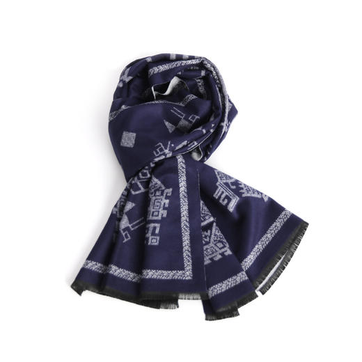 深山集市经典民族纹样柔软双面围巾秋冬百搭小众优雅加厚披肩高级感礼物 商品图1