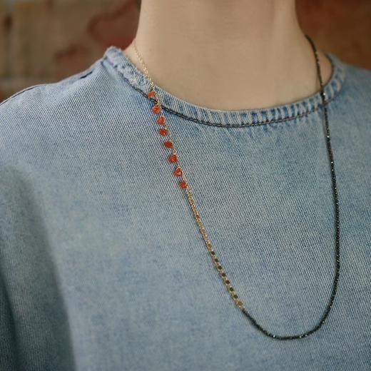 SpoiledBrat Jewelry 橘玛瑙 月光石 不规则项链 商品图0