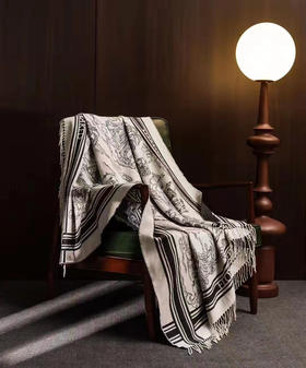 故宫-洛神赋澳洲丝光羊毛披肩毯黑