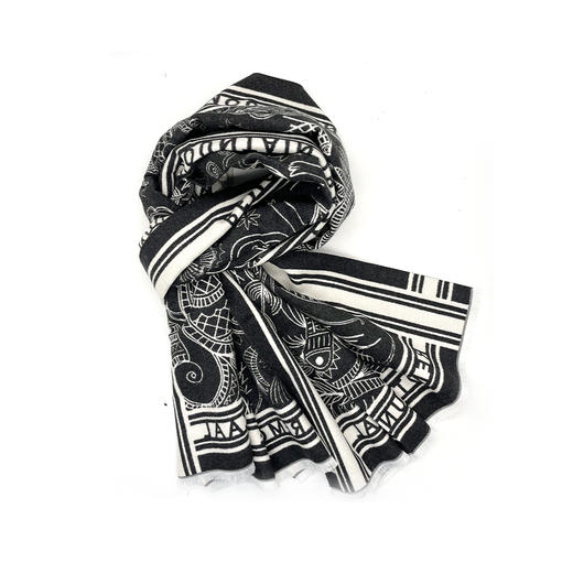 深山集市经典民族纹样柔软双面围巾秋冬百搭小众优雅加厚披肩高级感礼物 商品图2