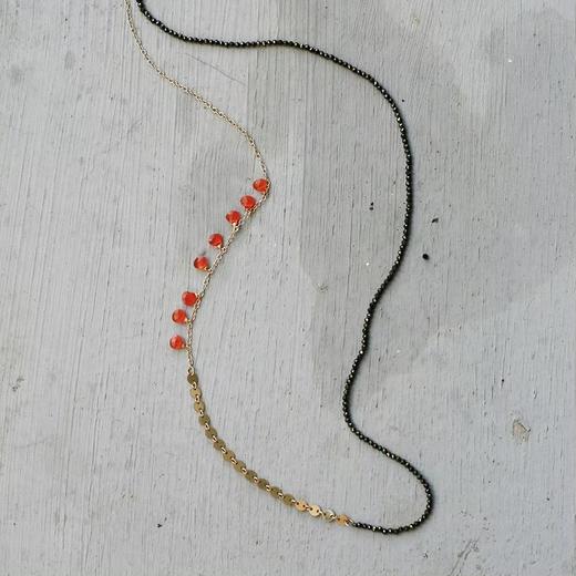 SpoiledBrat Jewelry 橘玛瑙 月光石 不规则项链 商品图1