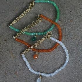 SpoiledBrat Jewelry编织麻花系列 | 月光石 橘玛瑙 澳洲玉手链