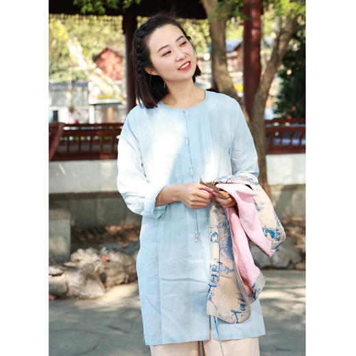 中长款衬衫（23810541-月白） 商品图1