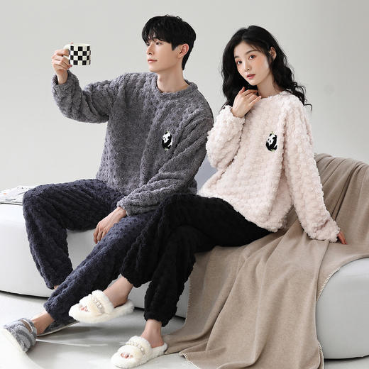 男女提花绒加厚保暖家居服 冬季情侣睡衣可外穿套装（3-1108） 商品图9