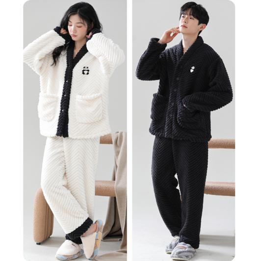 男女提花绒加厚保暖家居服 冬季情侣睡衣可外穿套装（3-1108） 商品图8