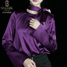 25BWCY9037女士圆领衬衫配真丝长围巾JW1248