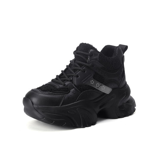 西村名物2023年冬季新款加绒厚底防滑保暖系带老爹鞋运动鞋X23DM46621 商品图5