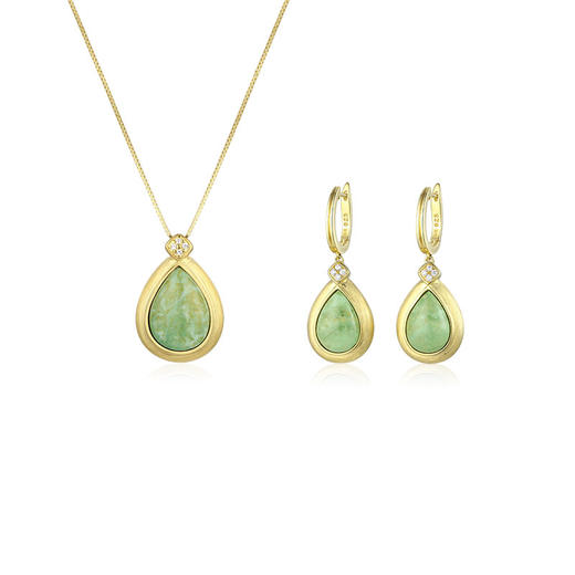 醍醐 思金拉措系列 水滴天然松石项链耳饰套装 藏式饰品 925银 商品图3