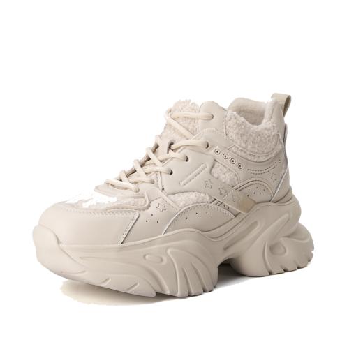 西村名物2023年冬季新款加绒厚底防滑保暖系带老爹鞋运动鞋X23DM46621 商品图9