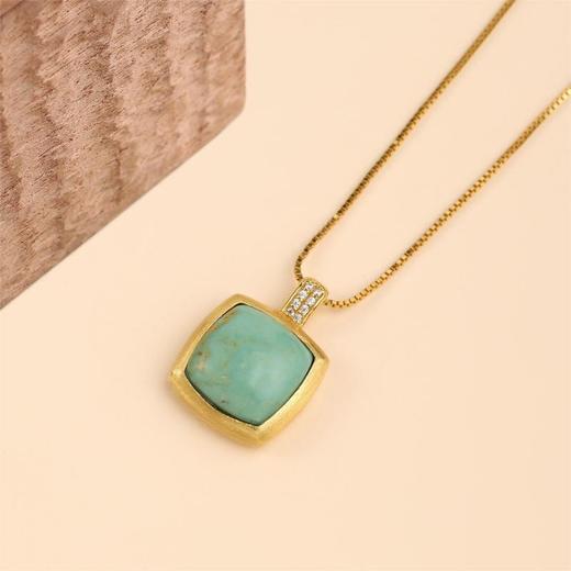 醍醐 思金拉措系列 方形松石项链 藏式气质饰品 925银 商品图3