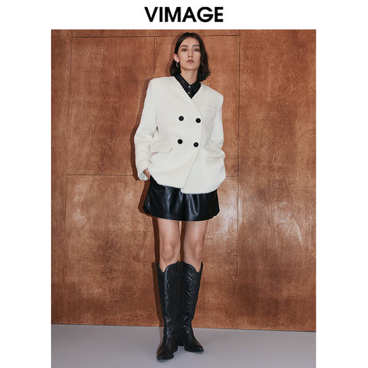 VIMAGE纬漫纪冬季新款毛呢大衣气质保暖羊毛外套V2014616 商品图1