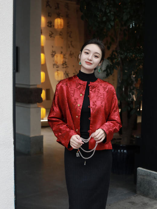 瑕疵|盛唐牡丹|冠乐绉圆领夹棉女外套[特价品] 商品图0