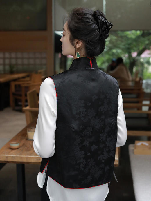 瑕疵|盛唐牡丹 |真丝提花立领马甲 (不夹棉） 商品图8