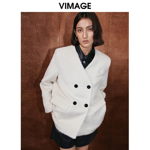VIMAGE纬漫纪冬季新款毛呢大衣气质保暖羊毛外套V2014616 商品图0