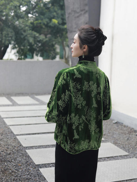 瑕疵|盛唐牡丹|喜上眉梢丝绒外套 商品图3