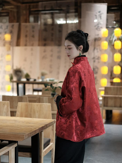 瑕疵|盛唐牡丹 |冠乐绉流苏款外套正反两穿-夹棉[特价品](特殊商品不退不换) 商品图2